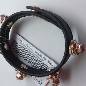 Betsey Johnson New Rose Black Leather Bracelet